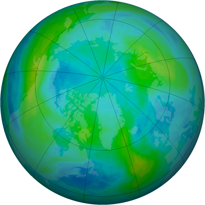 Arctic ozone map for 13 October 1990